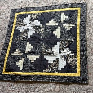 Modern Black and Yellow Patchwork Quilt Throw